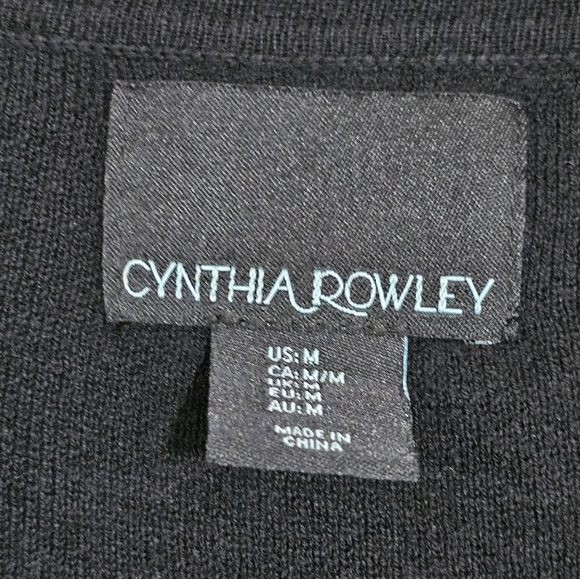 Cynthia Rowley Medium Black Long Sleeve Sweater Dress Gothic Print Skirt Holiday - Picture 5 of 7